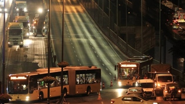 stanbul'da yarn gece Hali zerindeki baz yollar bakm onarm almas nedeniyle trafie kapatlacak