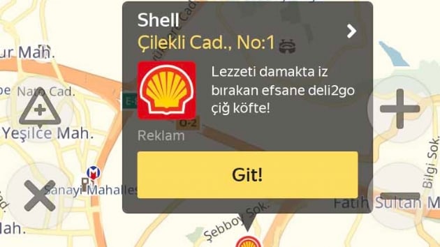 Yandex Navigasyon ve Shellden gl ibirlii