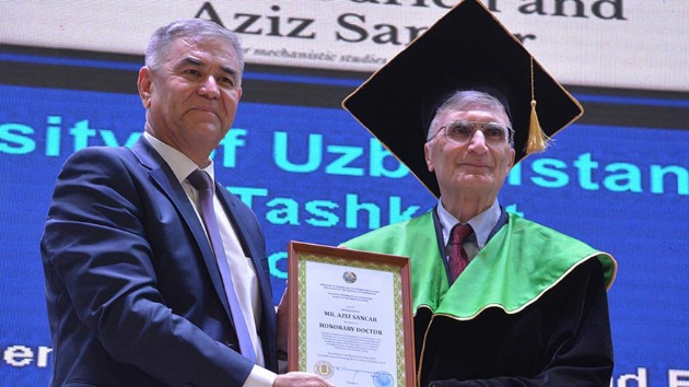 Nobel dll bilim adam Aziz Sancar'a zbekistan'da fahri doktora
