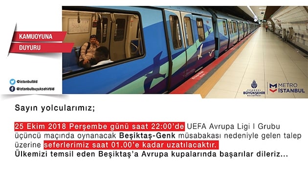 Beikta - Genk Ma Sebebiyle  BB Metro Seferlerini Uzatt