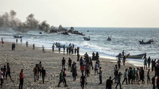 galci srail'in, Gazze ablukasn deniz yoluyla krma giriiminde bulunan Filistinlilere mdahalesi sonucu 8 kii yaraland