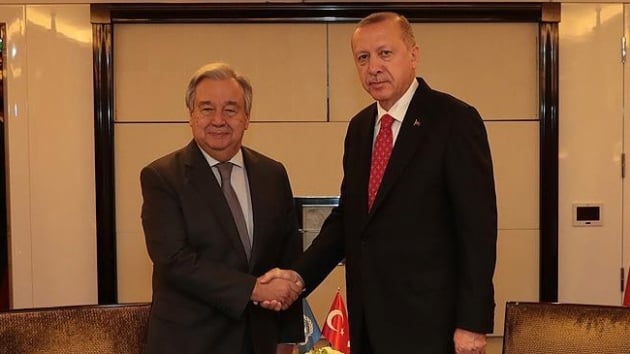 Cumhurbakan Erdoan BM Genel Sekreteri Guterres'i kabul etti