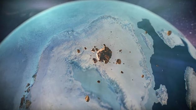Grnland'in kuzeyinde meteor apmas sonucu oluan, buz tabakas altnda yer alan dev bir krater kefedildi