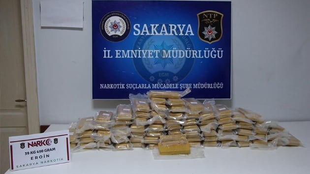 Sakarya'daki uyuturucu operasyonunda 39 kilo eroin ele geirildi