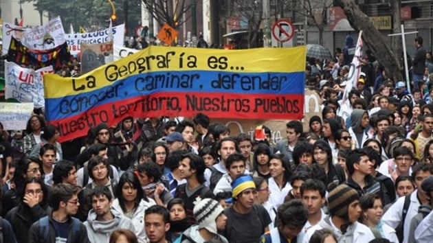 Kolombiyada protestocu renciler hkmet temsilcileriyle  grecek    