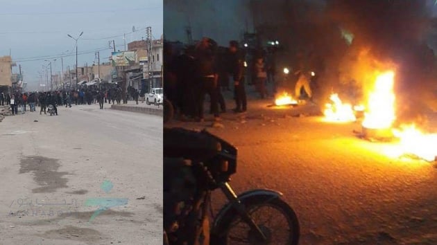Terr rgt YPG/PKK Haseke'de protestoculara ate at