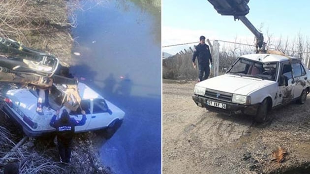 Sulama kanalna uan otomobilde l bulundu 