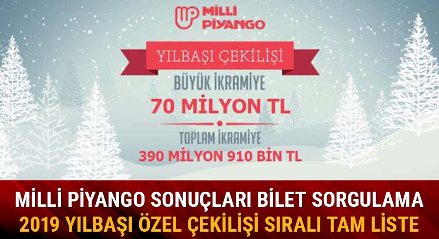 2019 Milli Piyango �ekili� sonu�lar� belli oldu