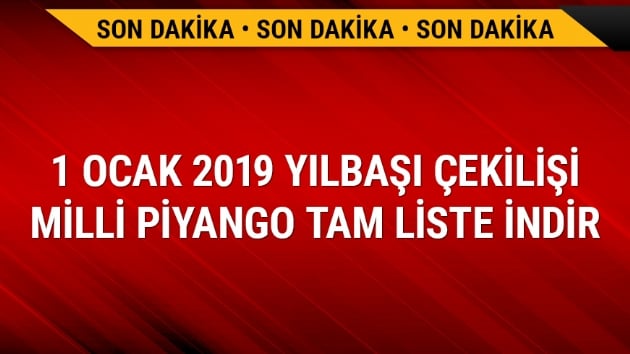 millipiyango.gov.tr  2019 Ylba Milli Piyango tam liste indir 1 Ocak Milli Piyango son dakika ekili sonular bilet sorgula