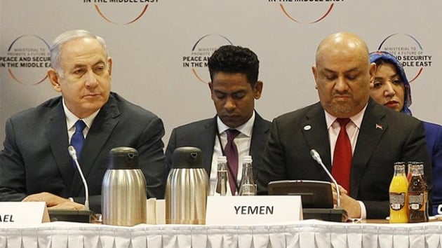 Yemen Dileri Bakan'nn Varova'da Netanyahu'nun yanna oturmas tepkilere neden oldu