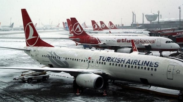 stanbul'da etkili olan kar nedeniyle THY 66 seferini iptal etti