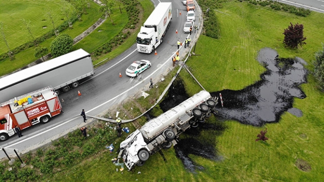 TEM'de zift ykl tanker devrildi