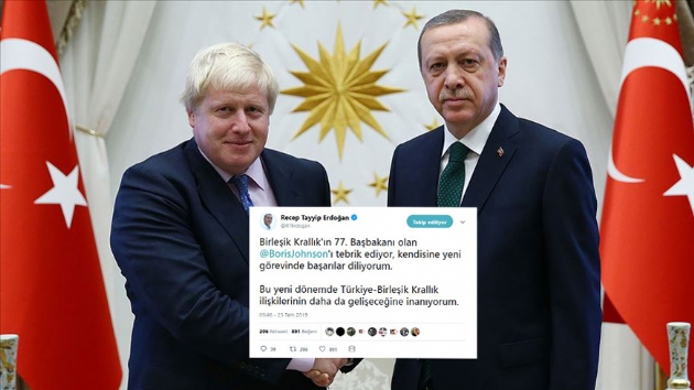 Son dakika... Bakan Erdoan'dan Boris Johnson'a tebrik