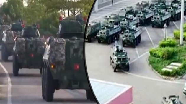 in Hong Kong'daki sokak olaylar sebebiyle snra askeri ara takviye etti