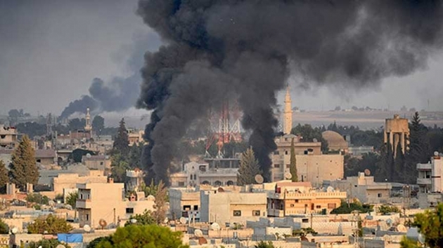 Suriye'nin kuzeyindeki Rasulayn'da terristlerin yakt ateler grntlendi