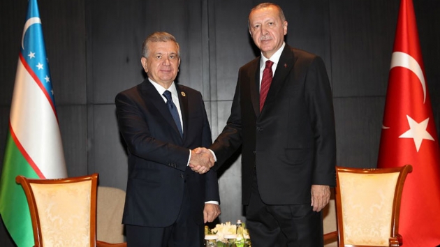 Bakan Erdoan, zbekistan Cumhurbakan Mirziyoyev ile bir araya geldi