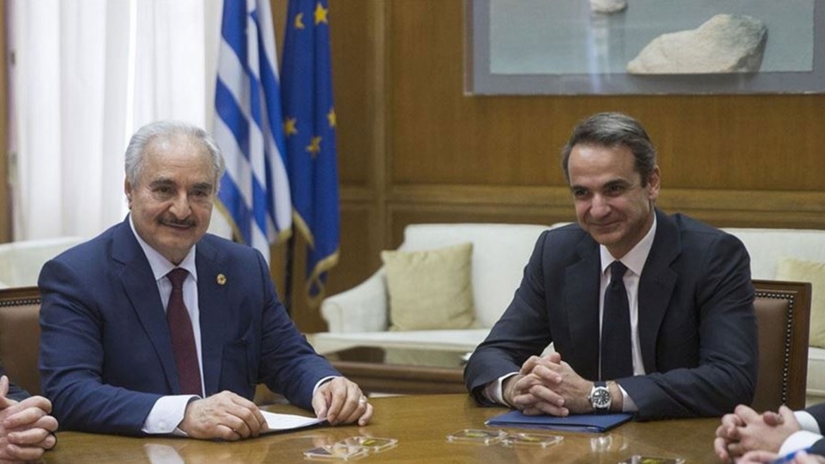Hafter, Yunanistan Babakan Miotakis ve Dileri Bakan Dendias ile grt