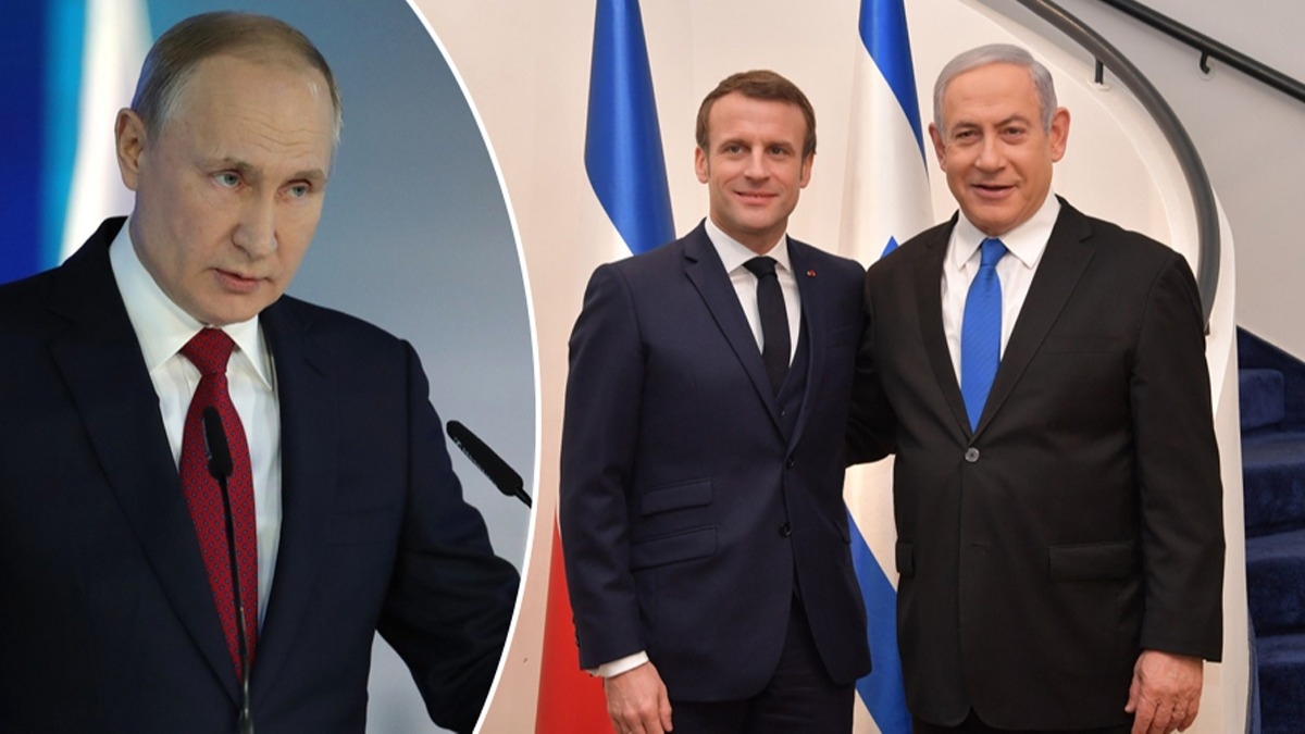 srail Babakanlk Basn Ofisi Macron'u Putin ile kartrd