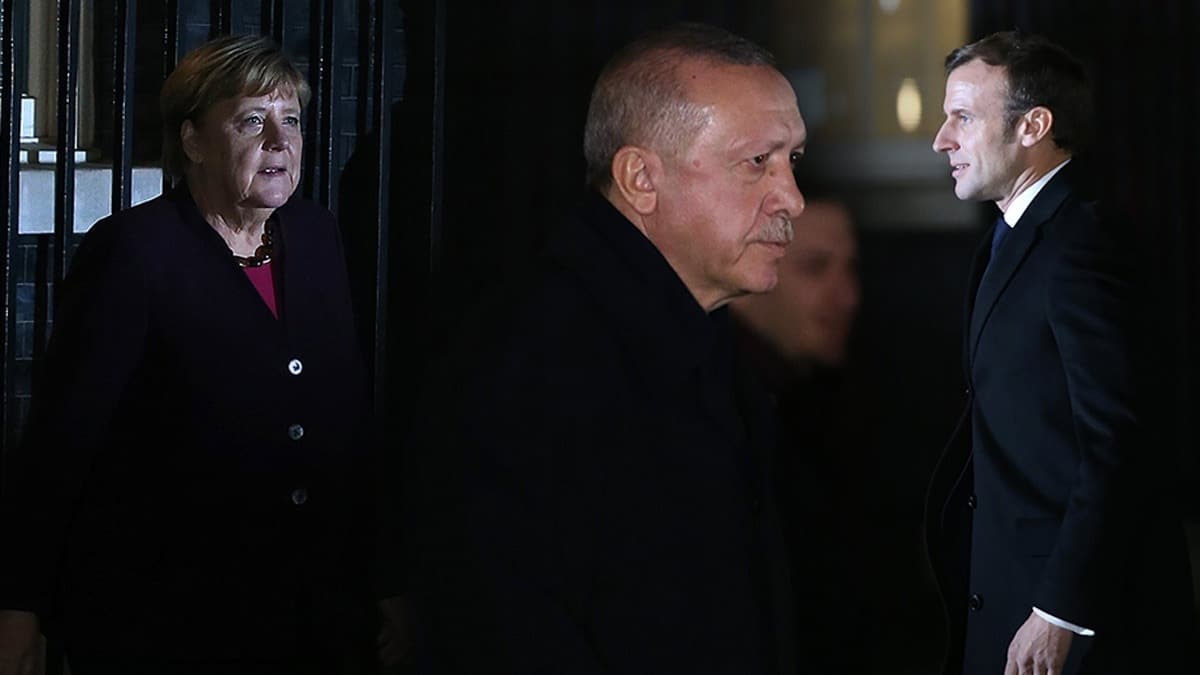 Cumhurbakan Erdoan, Macron ve Merkel ile grt