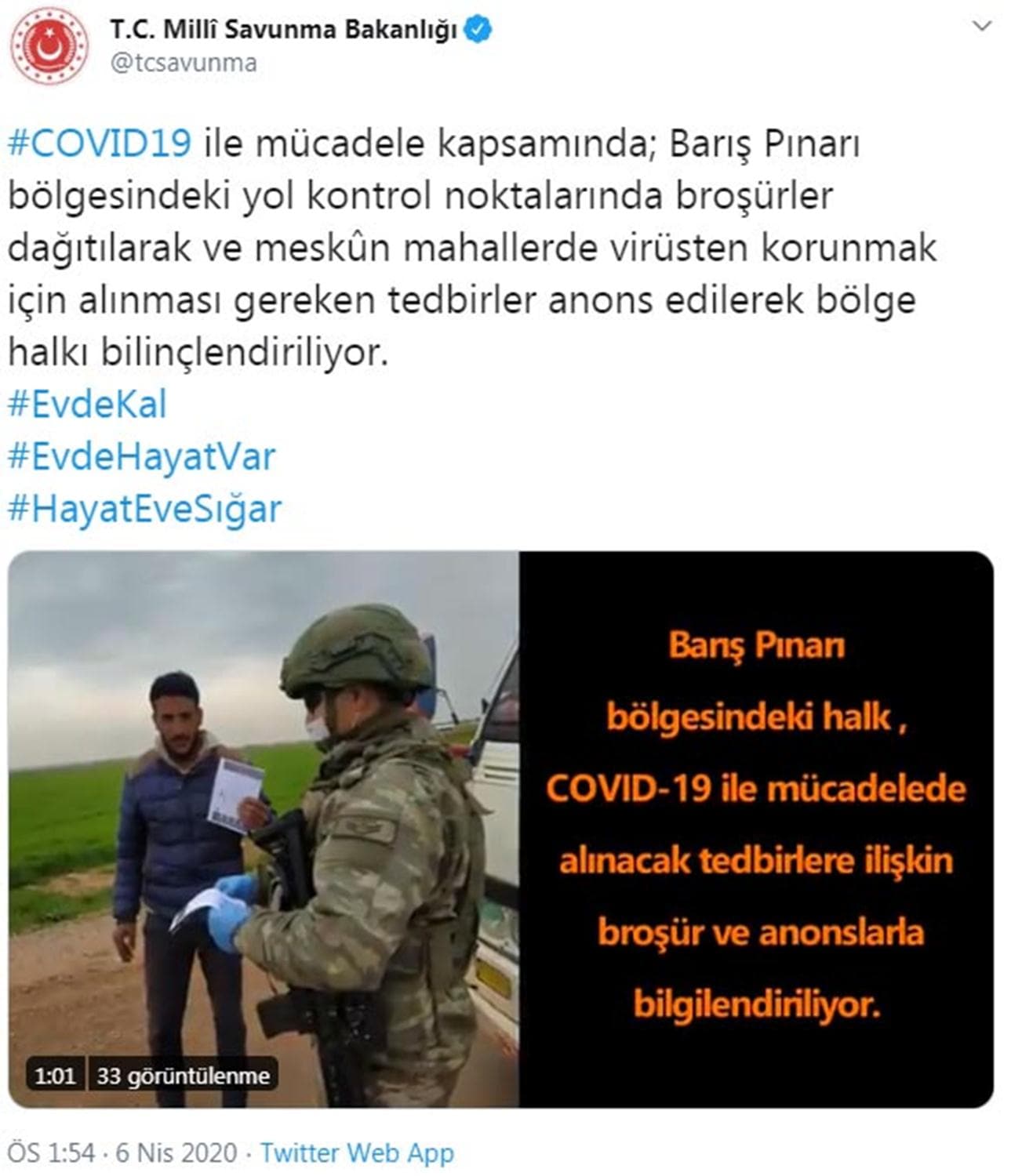 Askerlerimizden Bar�� P�nar� b�lgesinde koronavir�s bilgilendirmesi