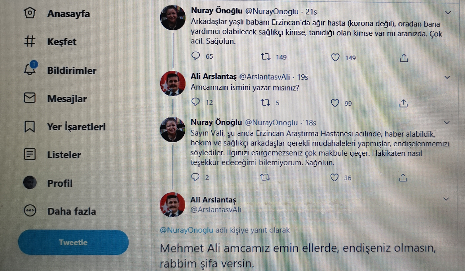 Hasta babas� i�in endi�elenen kad�n�n imdad�na vali yeti�ti