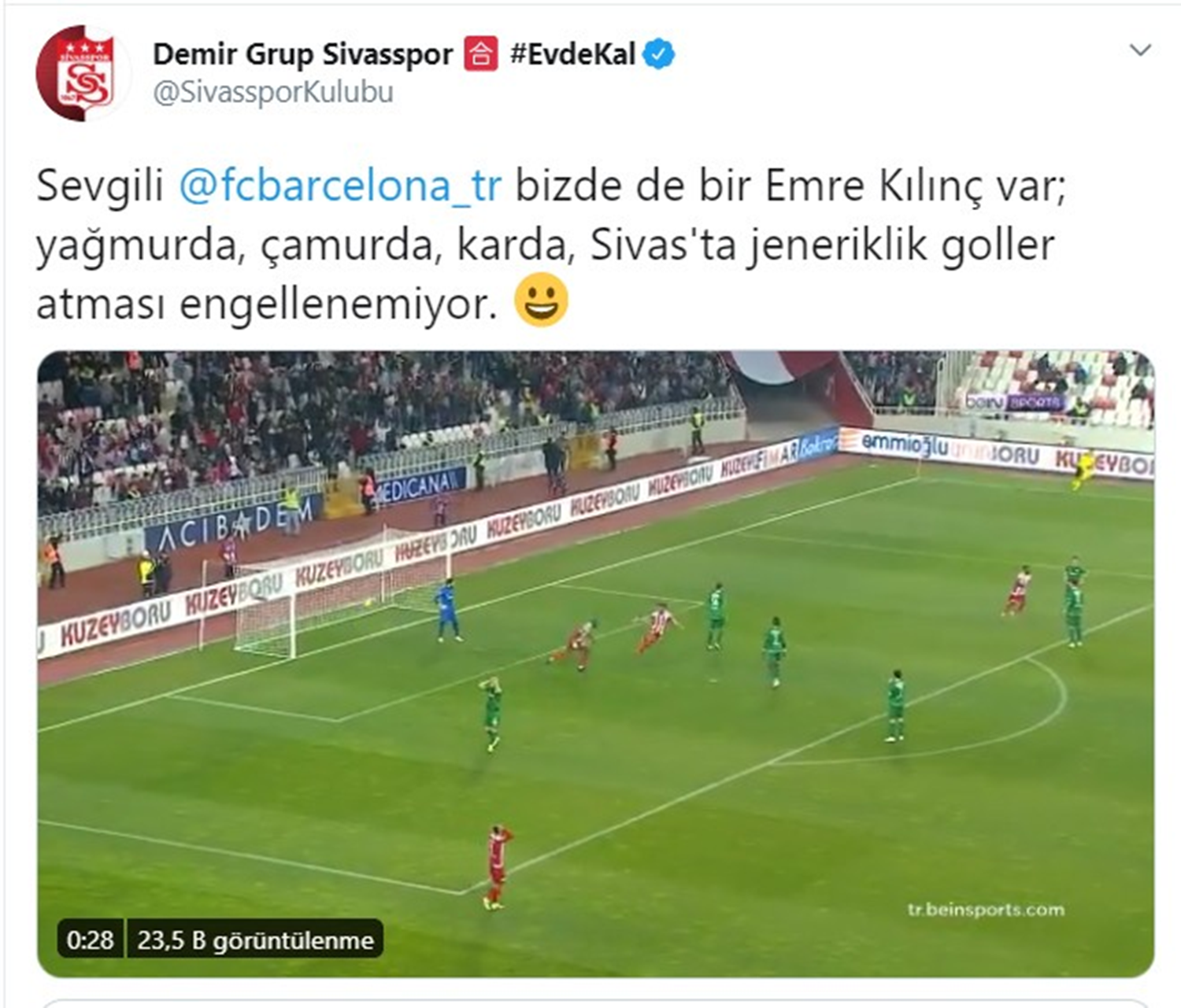 Sivasspor'dan Barcelona'ya 'Emre K�l�n�'l� yan�t