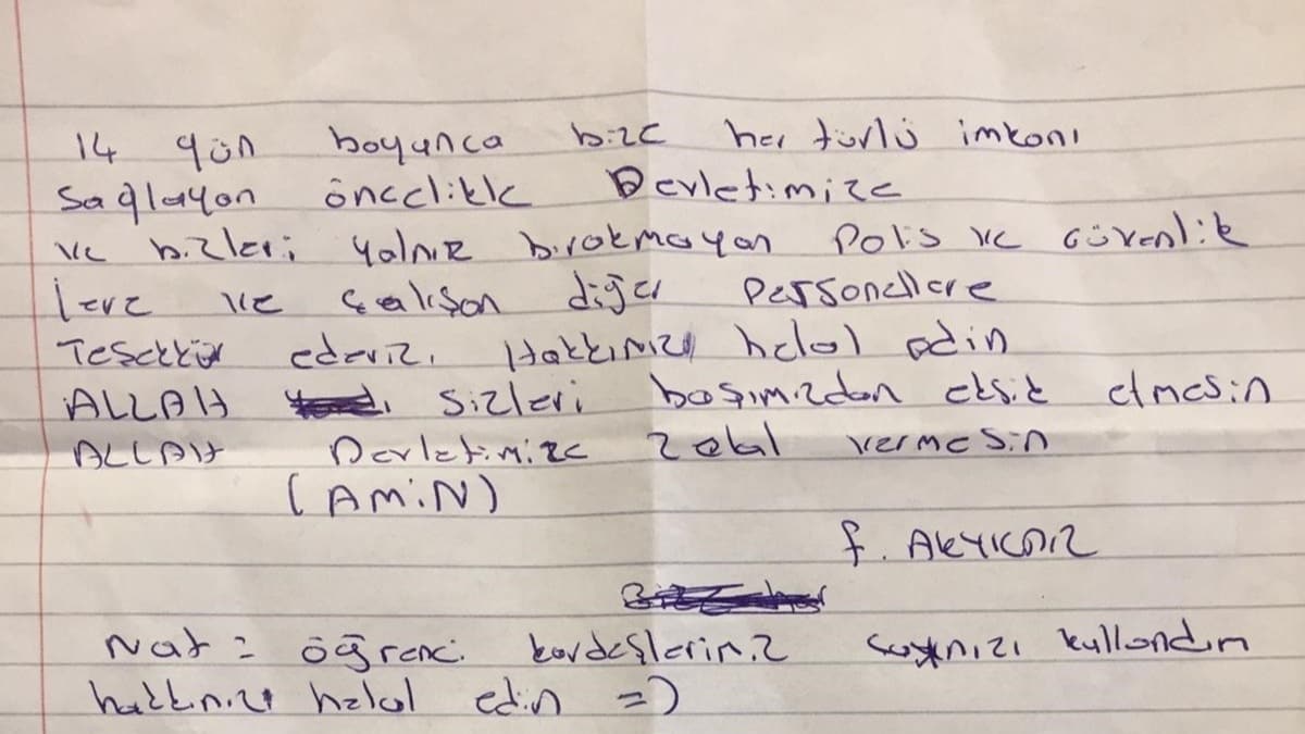 Karantina sreleri dolan vatandalarn yurtlarda brakt mektuplar duygulandrd
