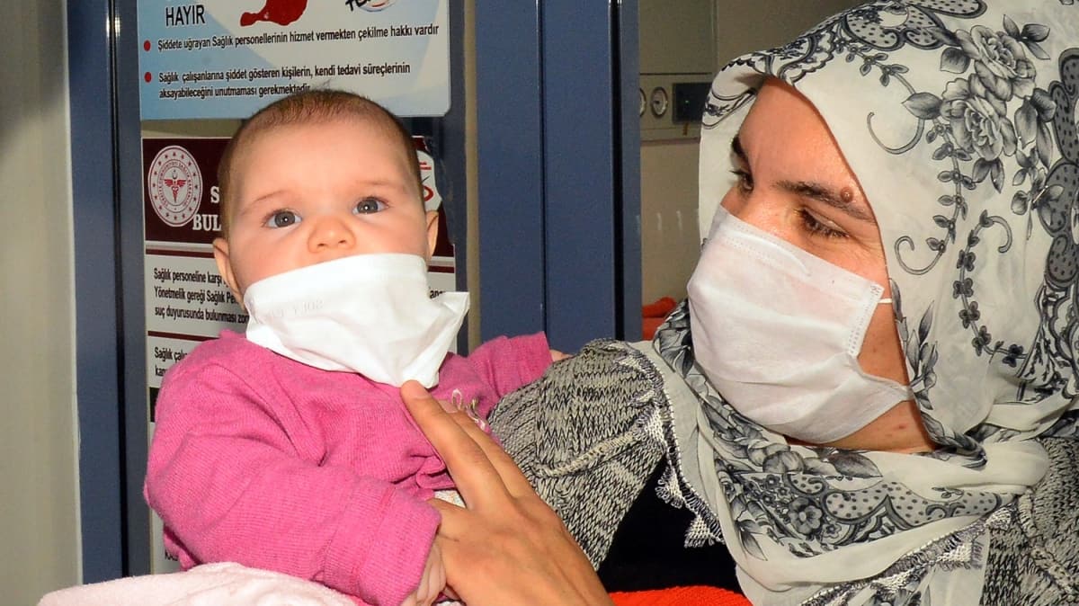 4 aylk Ezmina bebek ve ailesi koronavirs yendi