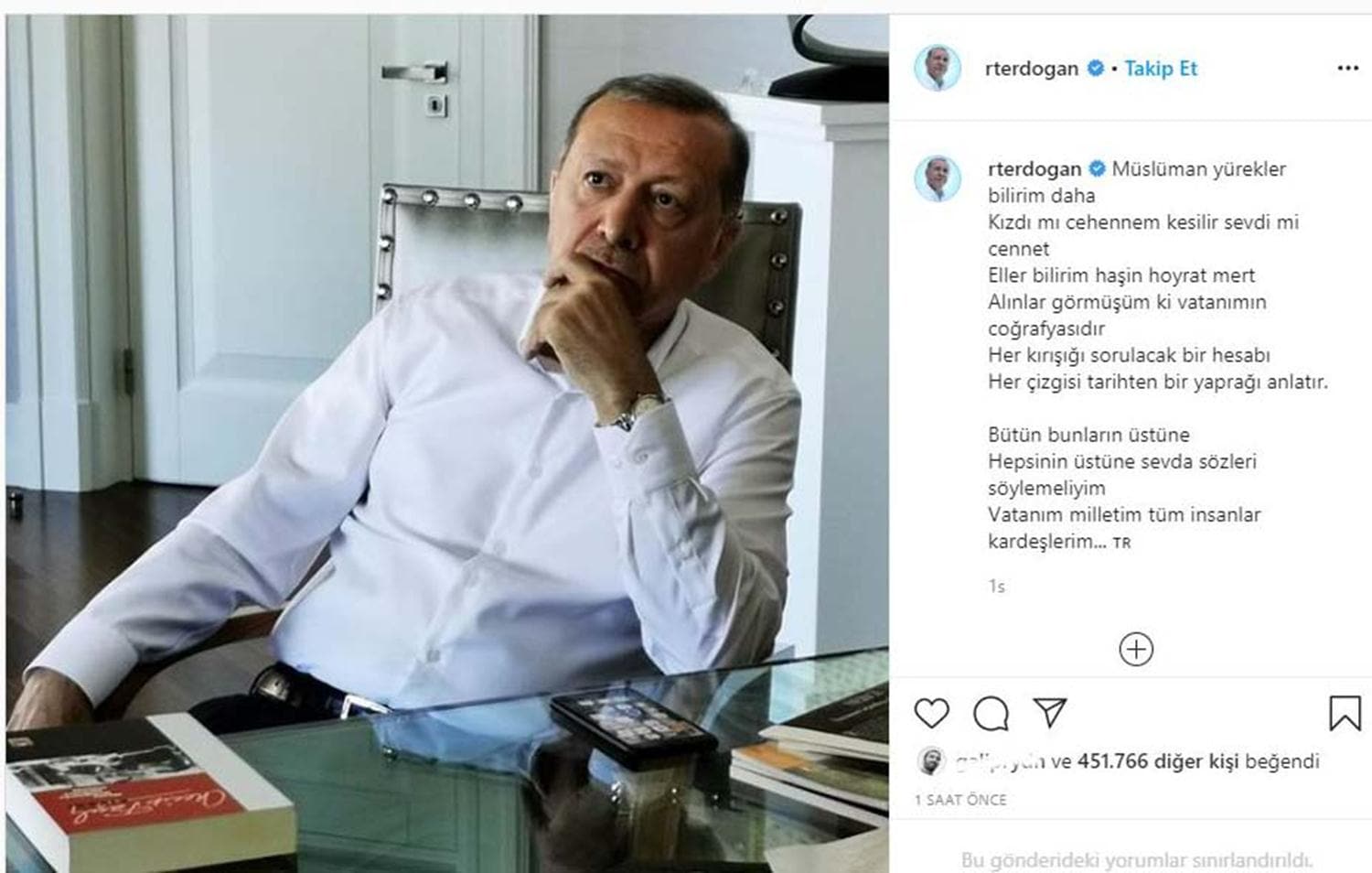 Ba�kan Erdo�an'dan �iirli payla��m