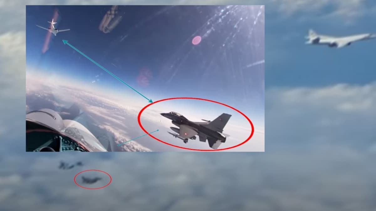 Tehlikeli manevra! F-16, Rus uaklarnn nne byle krd