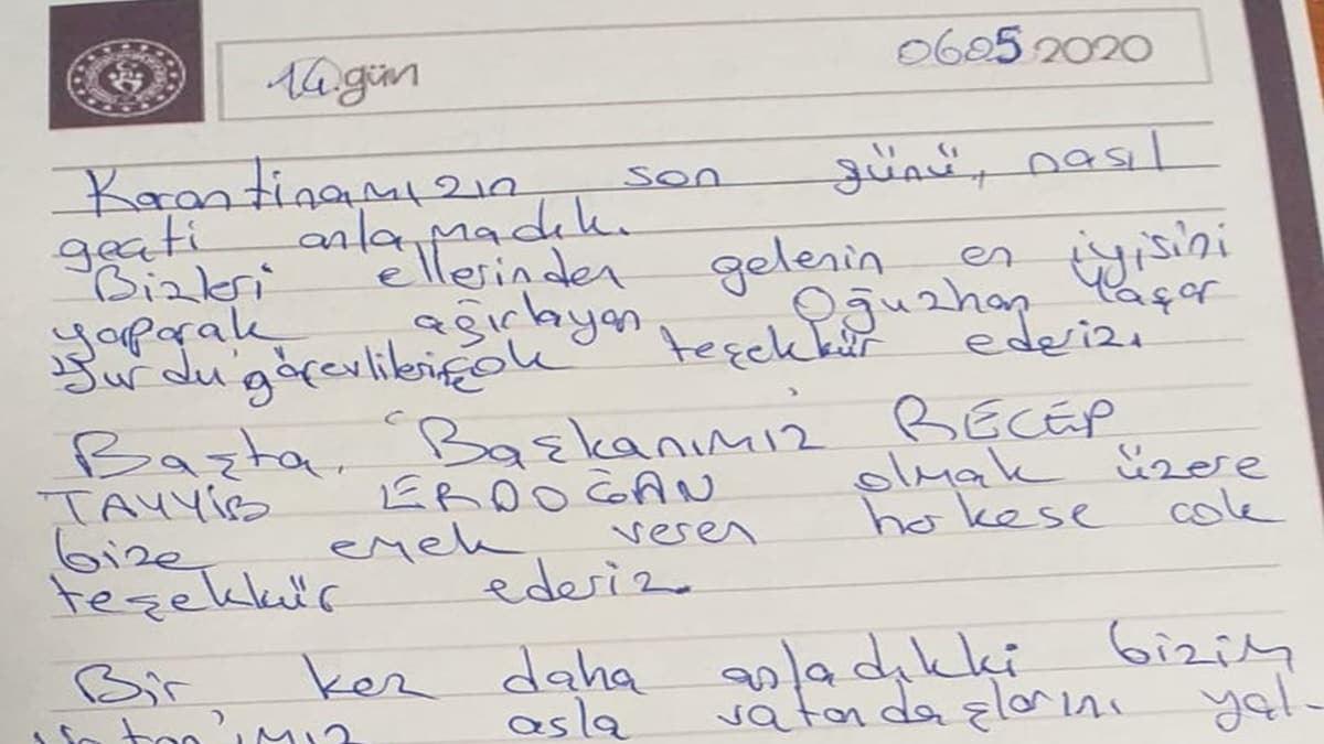 Erzurum'da karantinas sona eren vatandalardan geriye duygulandran mektuplar kald 