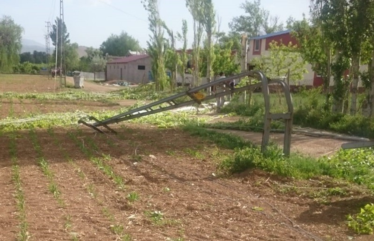 Kahramanmara�'ta f�rt�na, a�a�lar� devirip elektrik direklerini b�kt�