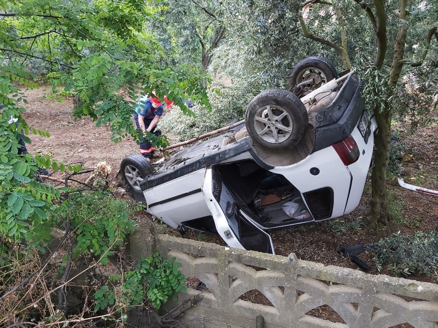 Direksiyon hakimiyetini kaybeden s�r�c� evin bah�esine dald�