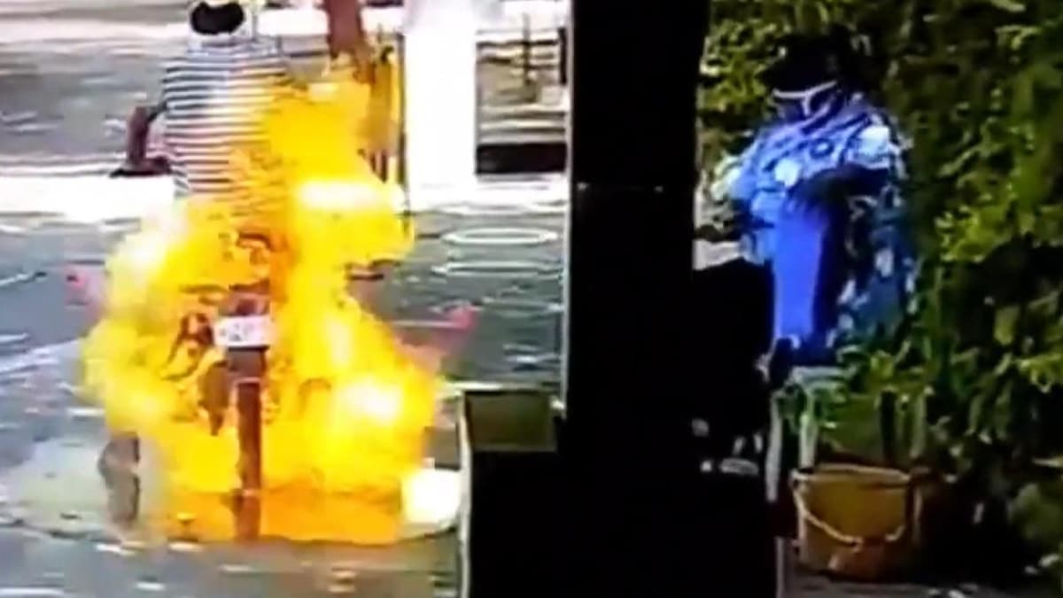 Hindistan'da motosikletli src dezenfekte edilirken alev ald 