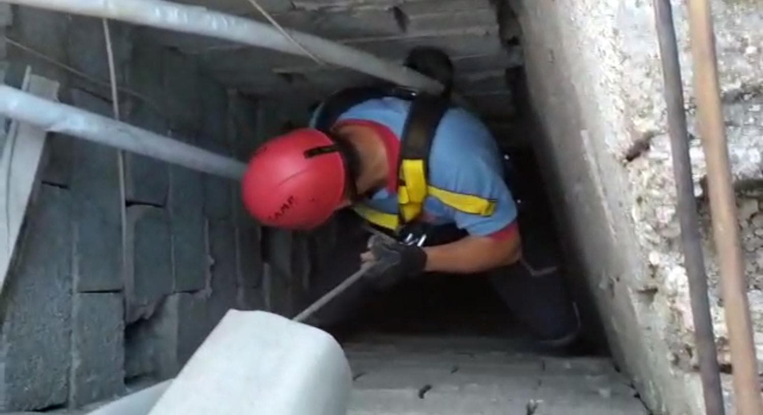 �tfaiye halatla inip, yavru kediyi kurtard�