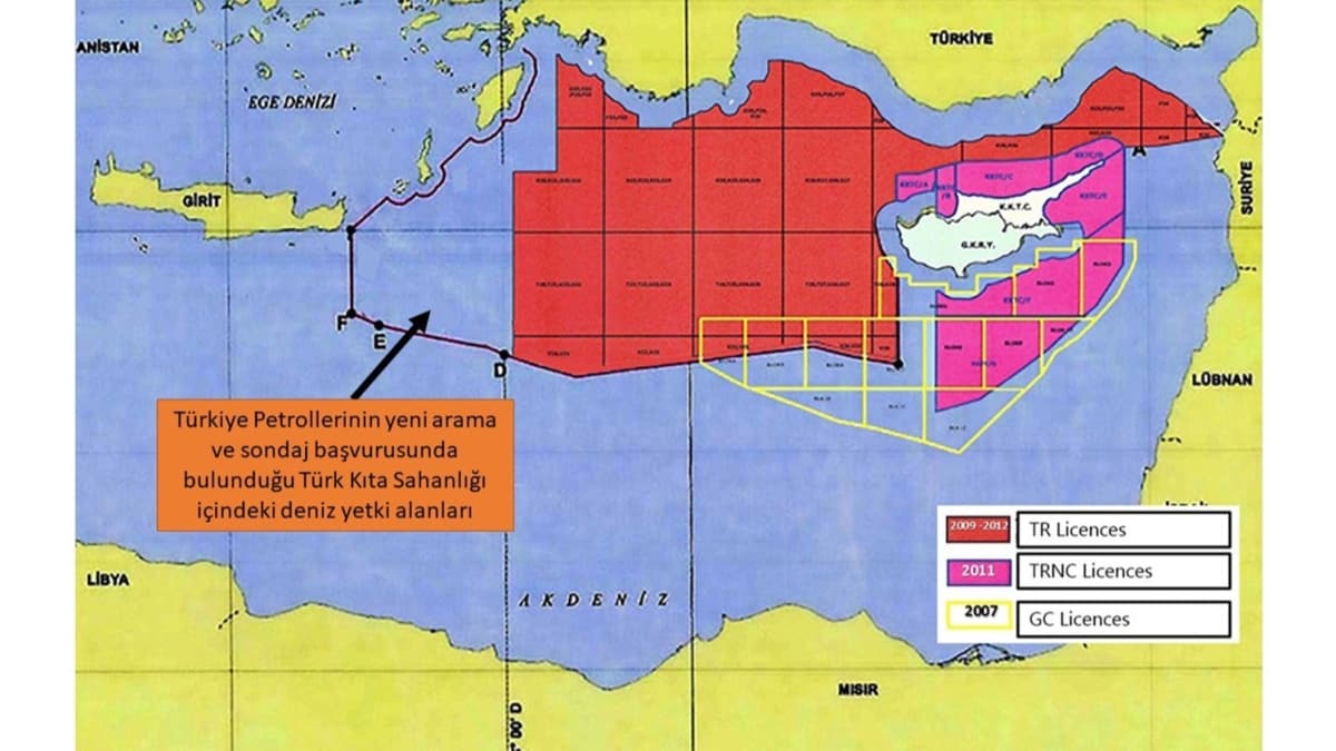 Dileri Bakanl, Dou Akdeniz'de yeni ruhsat bavurusu yaplan sahalarn yerini gsteren haritay paylat 