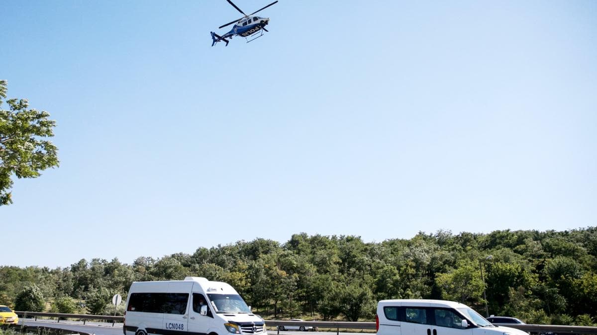 stanbul'da helikopter destekli trafik uygulamas