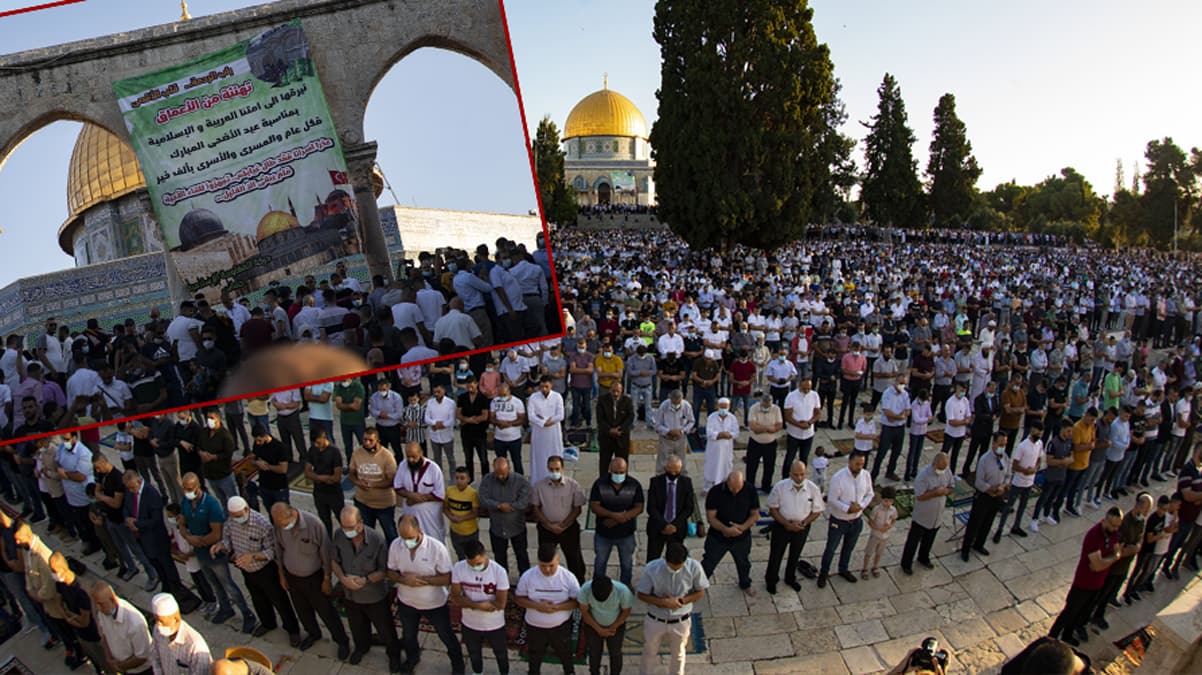 Mescid-i Aksa'da Kurban Bayram� namaz� k�l�nd�: T�rkiye ve Ayasofya Camii detay�