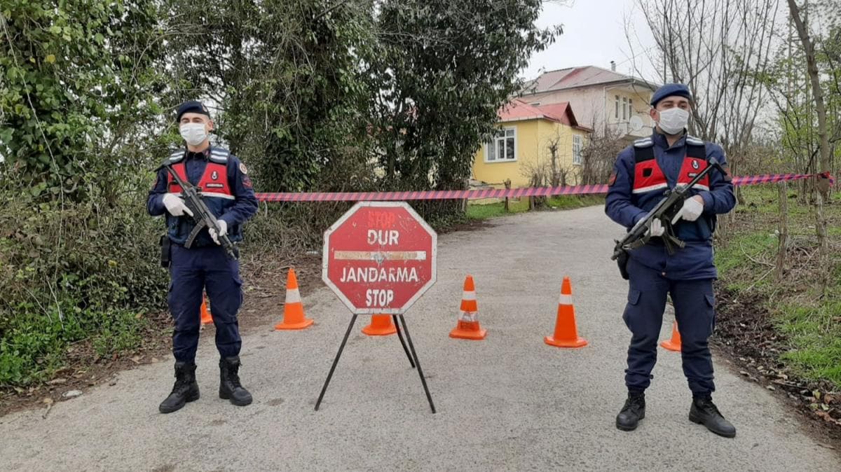 Trabzon'da bir mahallede karantina uygulamas balatld