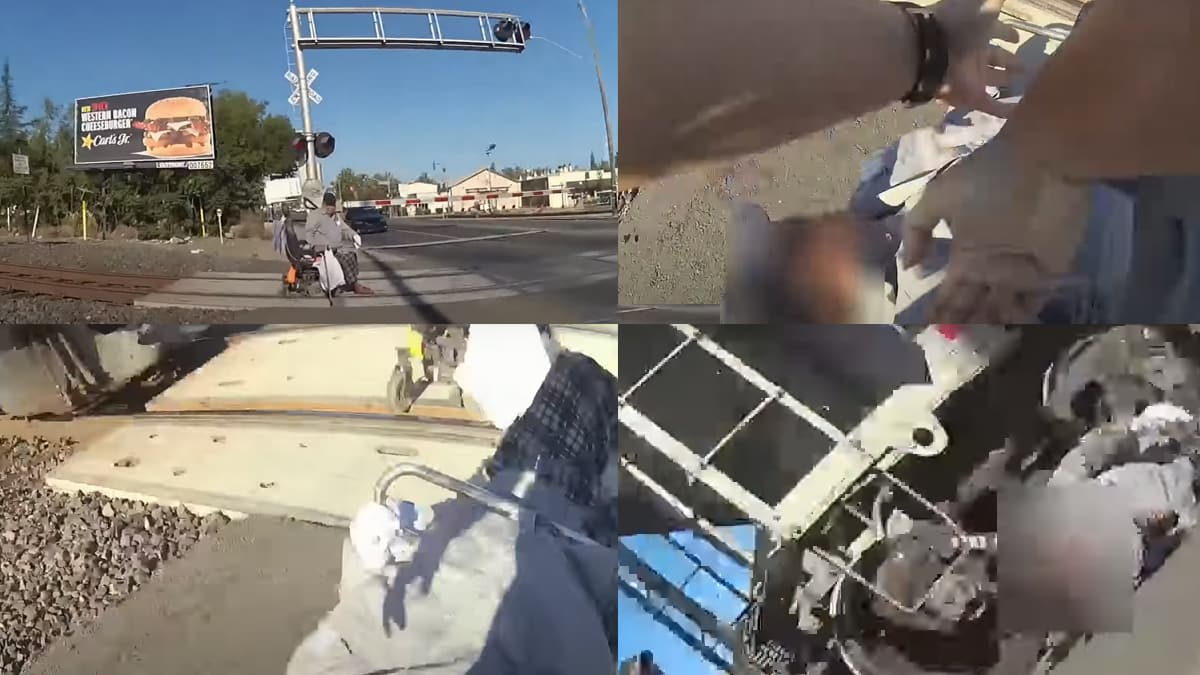 Film sahnesini aratmayan g�r�nt�! Raylara s�k��an adam son anda kurtar�ld�