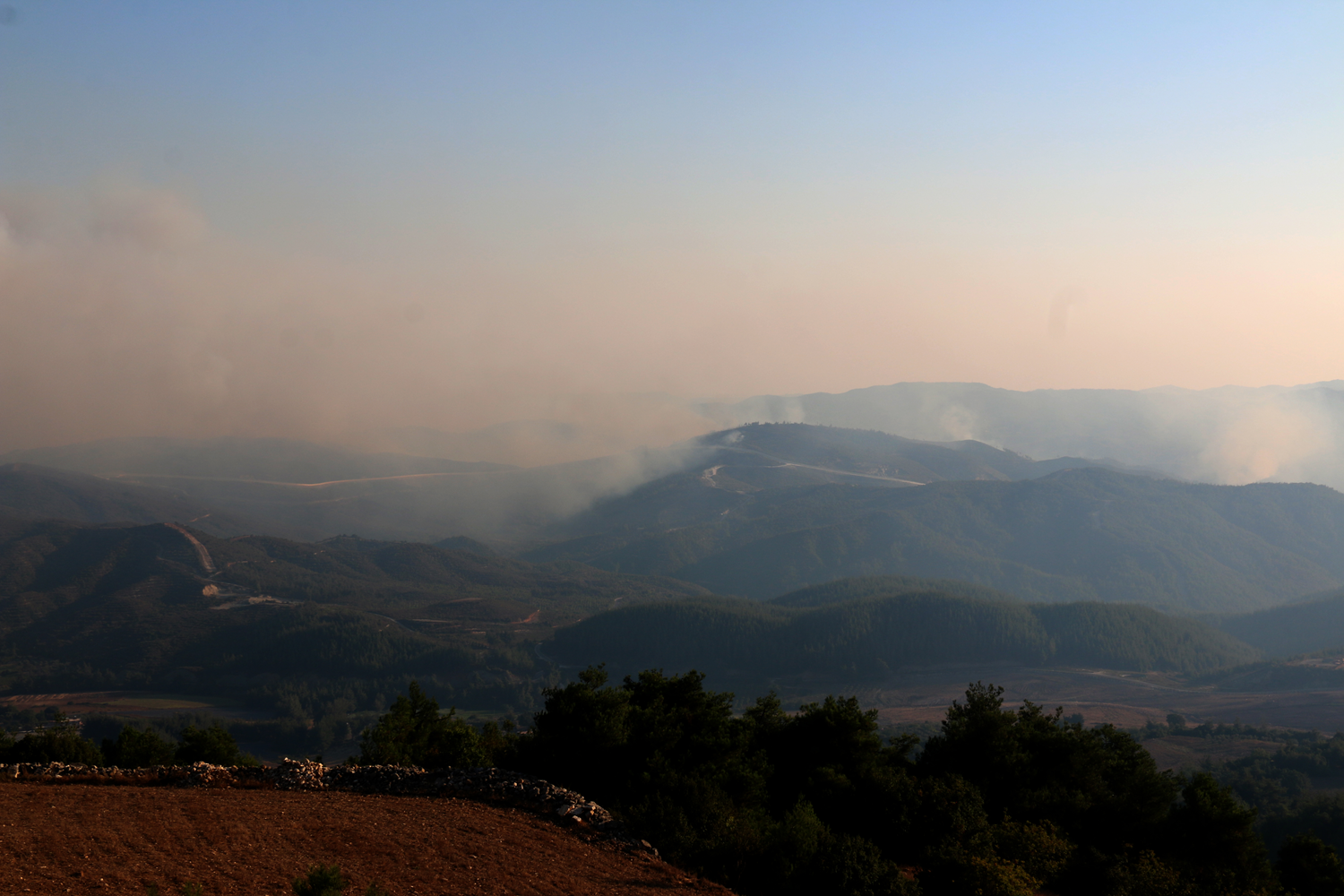 Suriye'de ��kan orman yang�n� T�rkiye'ye s��rad�