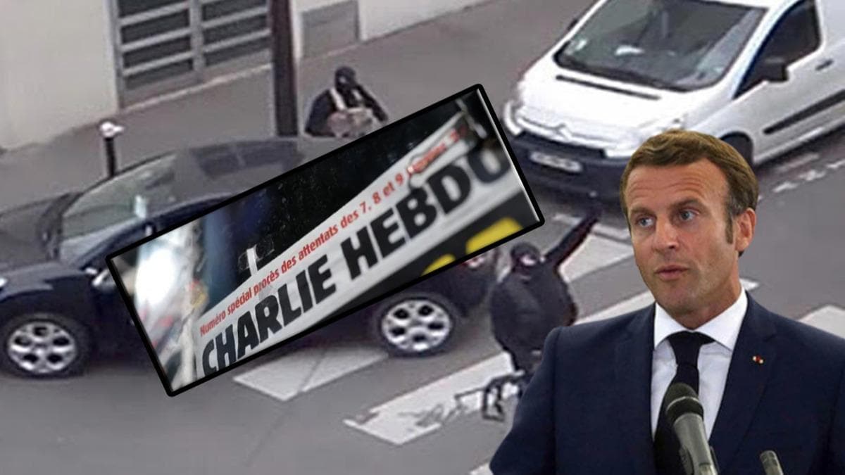 Macron'dan kstah Charlie Hebdo k! Peygamber Efendimiz'e hakarete 'ifade zgrl' klf