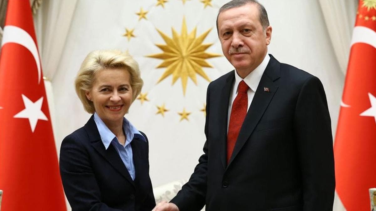 Cumhurbakan Erdoan Avrupa Birlii Komisyonu Bakan Ursula von der Leyen ile grt