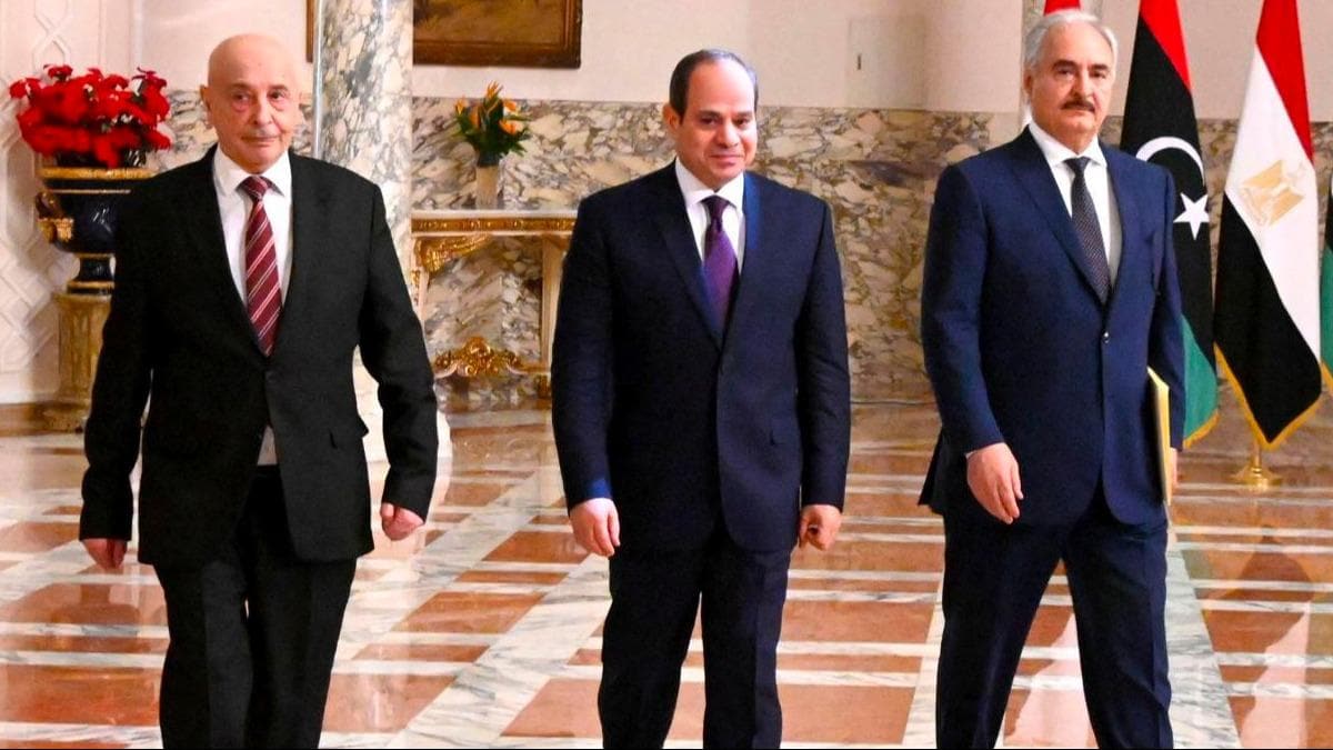 Sisi, Hafter ve Akile Salih Kahire'de grt