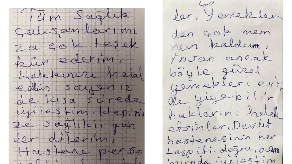 73 yandaki koronavirs hastas clal dededen salk alanlarna teekkr mektubu