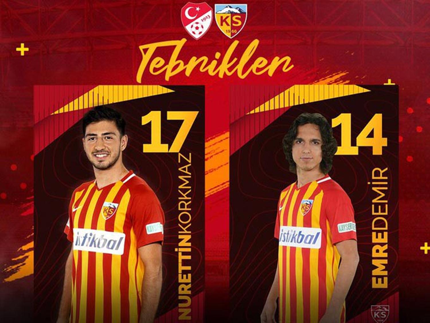 Kayserispor'da Emre Demir ve Nurettin Korkmaz'a milli davet