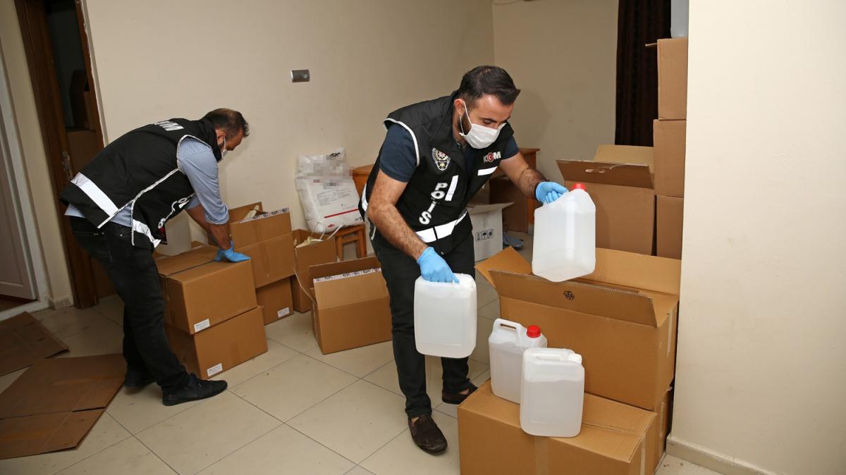 Adana'da sahte iki baskn: 1305 litre sahte etil alkol yakaland