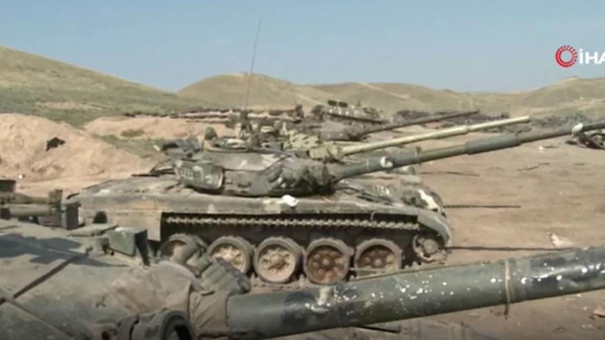 Ermenistan'a bir darbe daha! Azerbaycan'n ele geirdii tanklar grntlendi