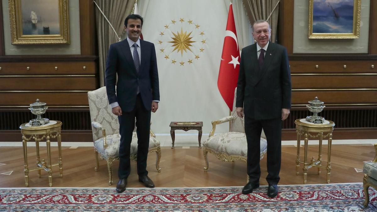 Trkiye ile Katar arasnda toplant... Cumhurbakan Erdoan ve Katar Emiri bakanlk ediyor