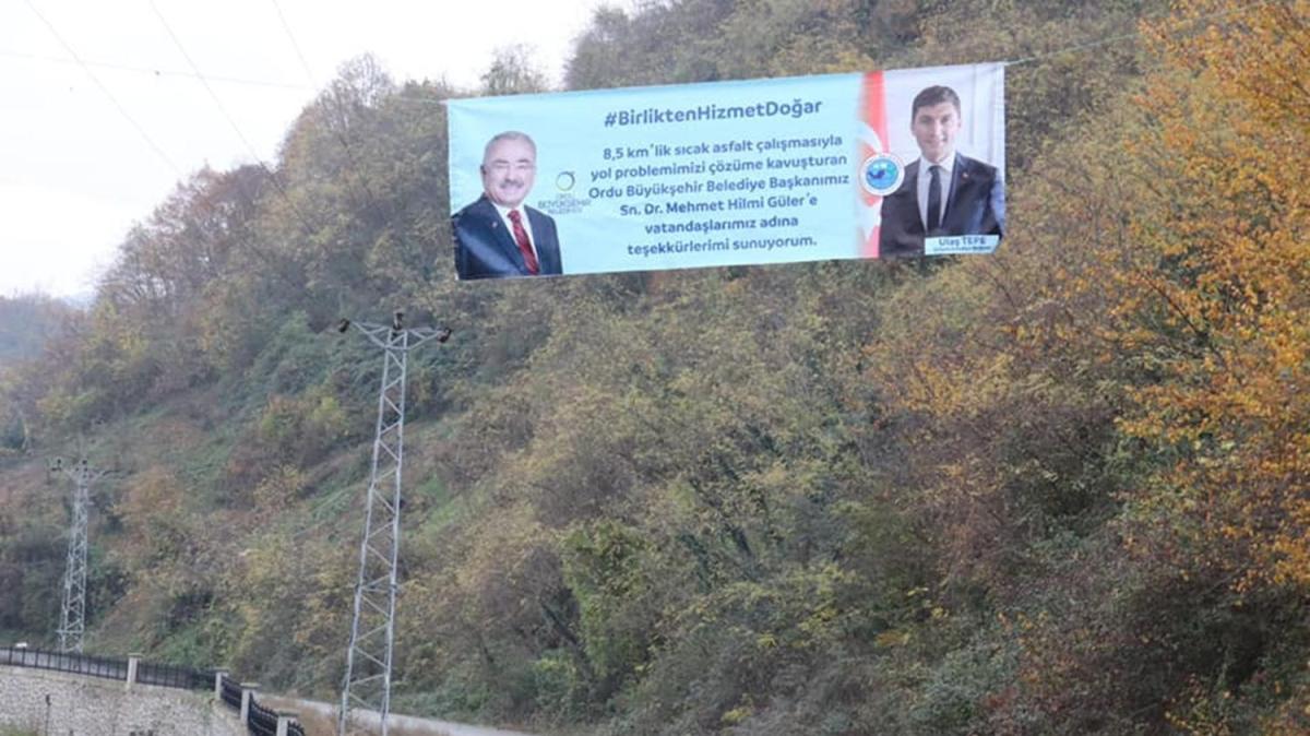 Ordu'da CHP'li bakandan AK Parti'li bakana pankartl teekkr